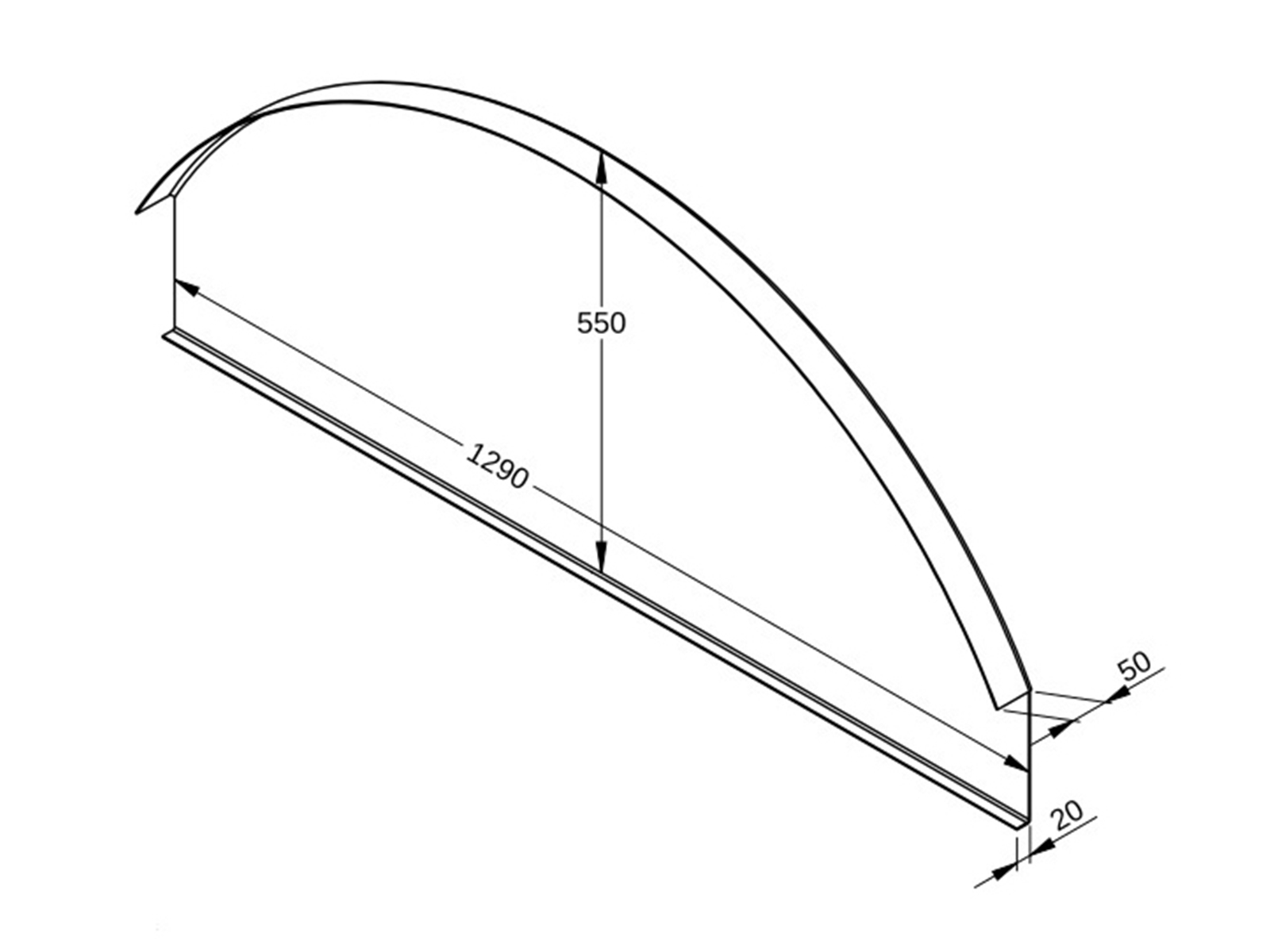 Polyester kopschot tbv. lichtstraat type 1380